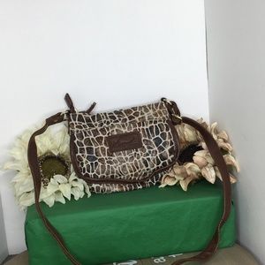 Kim Rogers Small Cross Body Giraffe Animal Print  Style BLAKE Brown/White NWT
